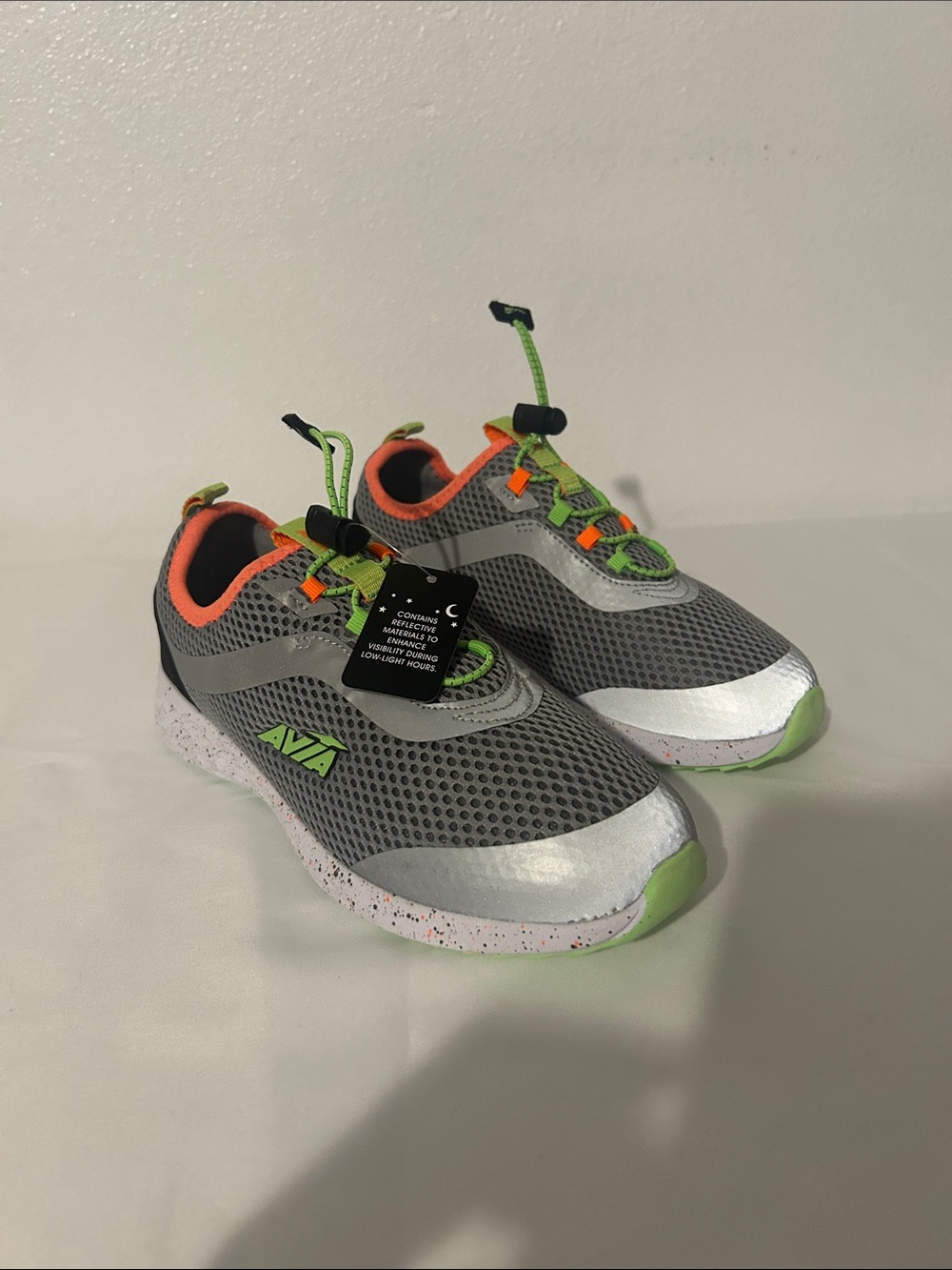 Avia Kids' Gray Sneakers with Neon Green & Orange Accents